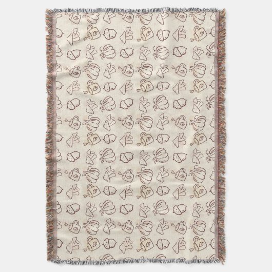 Cozy Autumn Harvest Doodle Pattern Woven Throw Bla Deken (Voorkant Verticaal)