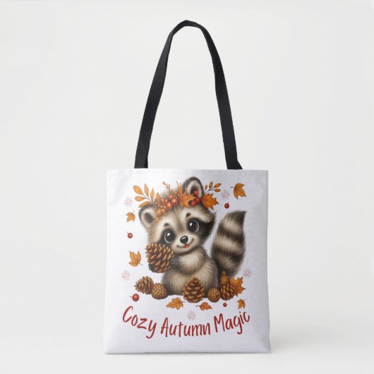Cozy Autumn Magic Racoon Draagtas (Voorkant)
