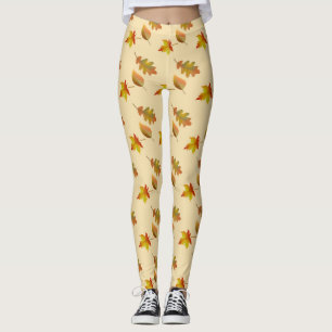 Cozy autumn mapel leaves oak leaves leggings