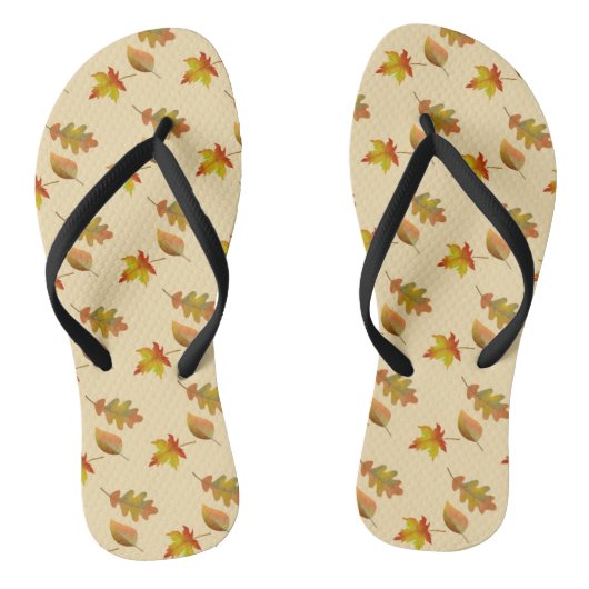Cozy autumn mapel leaves oak leaves teenslippers (Voetbed)