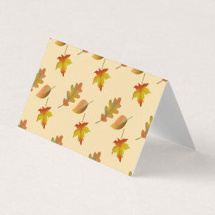 Cozy autumn mapel leaves oak leaves visitekaartjes
