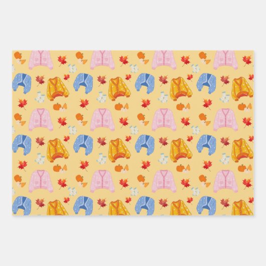 Cozy Autumn Sweater Pattern  Inpakpapier Vel (Voorkant)