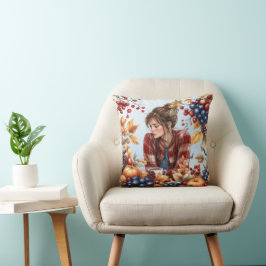 Cozy Autumn-Themed Throw Pillow Kussen