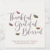 Cozy bedankt grateful Blessed Thanksgiving Leaves Wijn Etiket (Enkel label)