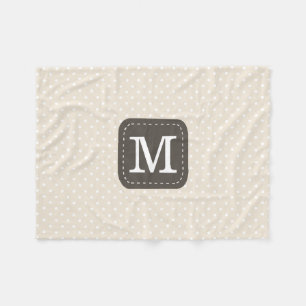 Cozy beige Polka stipt patroon met aangepast monog Fleece Deken