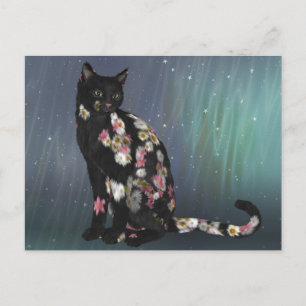 Cozy Black Daisy Cat Briefkaart
