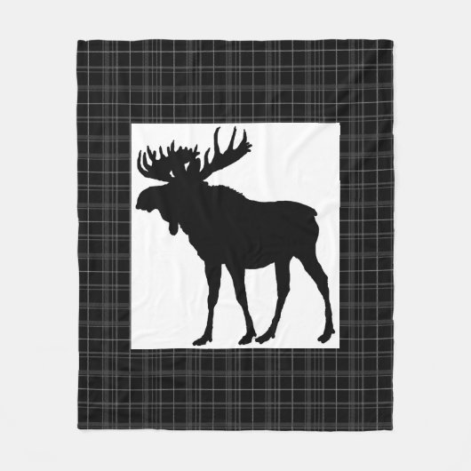 Cozy Black Pset Moose Design Fleece Blanket (Voorkant)