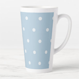 Cozy Blue Polka Dot Pattern, White Dotted Print Latte Mok