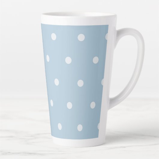Cozy Blue Polka Dot Pattern, White Dotted Print Latte Mok (Rechts)