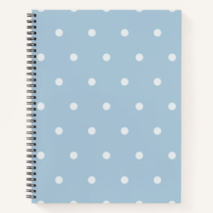 Cozy Blue Polka Dot Pattern, White Dotted Print Notitieboek