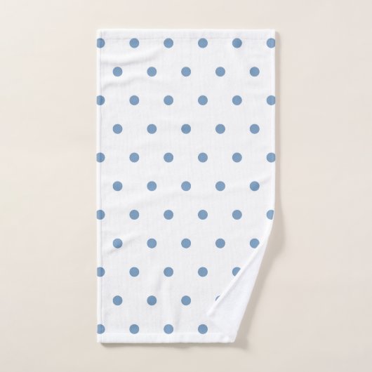 Cozy Blue Polka Dots White Background Pattern Handdoek (Handdoek)