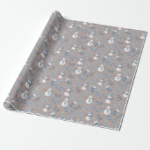 Cozy Blue Winter op lichtbruin Cadeaupapier (Uitgerold)