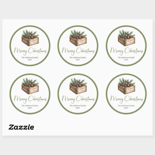 Cozy Boho Classic Holiday Gift Wrap Round Stickers (Feuille)