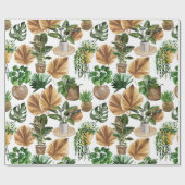 Cozy Boho Waterverf Pattern Indoor House Planten W Cadeaupapier (Vlak)