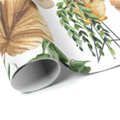 Cozy Boho Waterverf Pattern Indoor House Planten W Cadeaupapier (Rol Hoek)