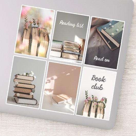 Cozy Book Club Reading Aesthetic Sticker Sheet (Detail)