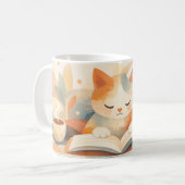 Cozy Bookish Cat Abstract Coffee Mug – Soft Pastel (Devant gauche)