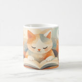 Cozy Bookish Cat Abstract Coffee Mug – Soft Pastel (Centre)