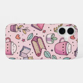 Cozy Bookworm Coffee iPhone Case Reading Lover  16 Hoesje (Achterkant horizontaal)