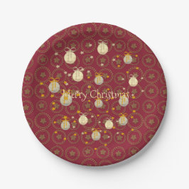 Cozy Bright Burgundy Red Merry kerst Papieren Bordje