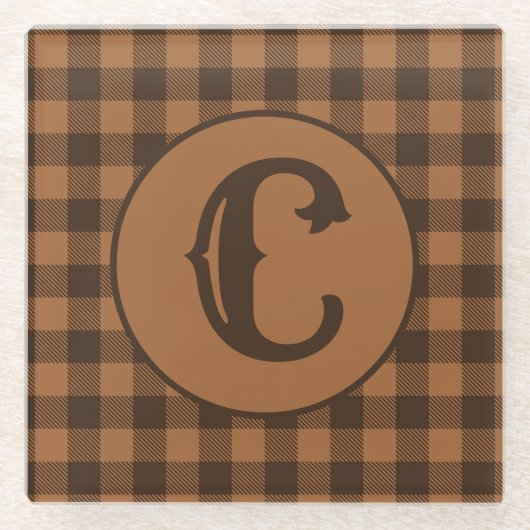 Cozy Brown Pset Buffalo Print Patroon Glazen Onderzetter (Voorkant)