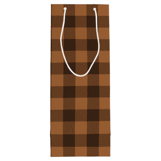 Cozy Brown Pset Buffalo Print Patroon Wijn Cadeautas (Achterkant)