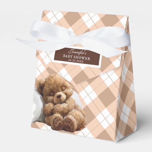 Cozy Brown Teddy Bear Baby shower Bedankdoosjes (Voorkant Zijde)