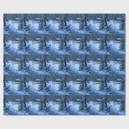 "Cozy Cabin in the Snow"-cadeauverpakking Cadeaupapier (Vlak)