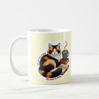 Cozy Calico Cat Personalized Reading Coffee Mug Koffiemok