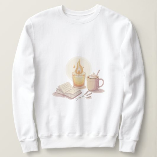 Cozy Candle and Hot Chocolate Illustration Trui (Design voorkant)