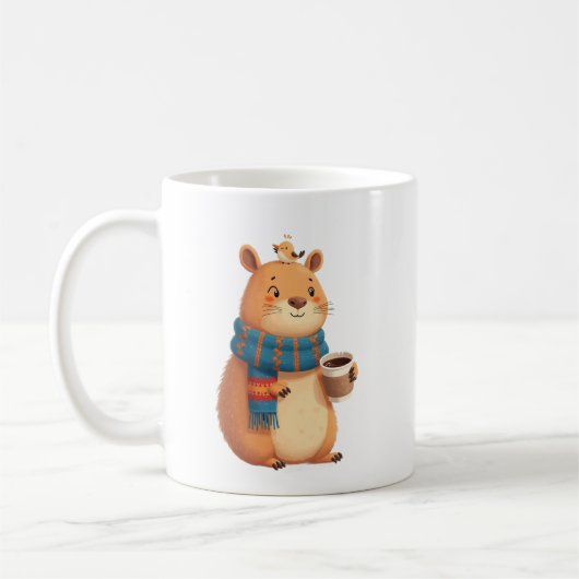 Cozy Capybara Coffee Mug | Cute Whimsical Scarf (Gauche)