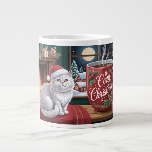Cozy Cat Christmas Extra Grote Beker (Voorkant)