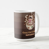 Cozy Cat Coffee Adventure Art Koffiemok (Voorkant rechts)