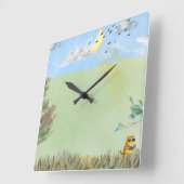 Cozy Cat Decor Wall Clock Vierkante Klok (Hoek)