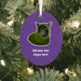 Cozy Cat in Hooded Outfit, Hacker Kat - eigen teks Metalen Ornament