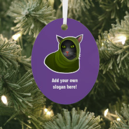 Cozy Cat in Hooded Outfit, Hacker Kat - eigen teks Metalen Ornament