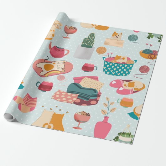 Cozy Cats winter bliss Cadeaupapier (Uitgerold)