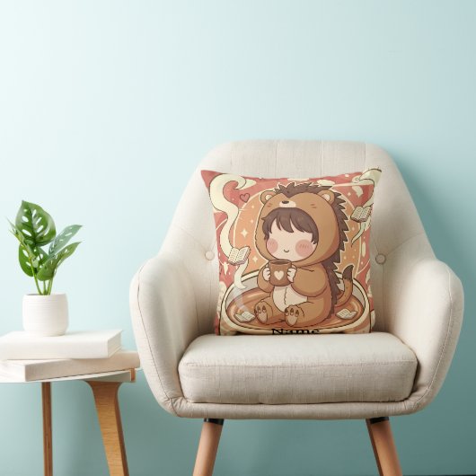 Cozy Chibi Hedgehog Accent Pillow Kussen (Stoel)