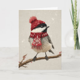 Cozy Chickadee Christmas Feestdagen Kaart