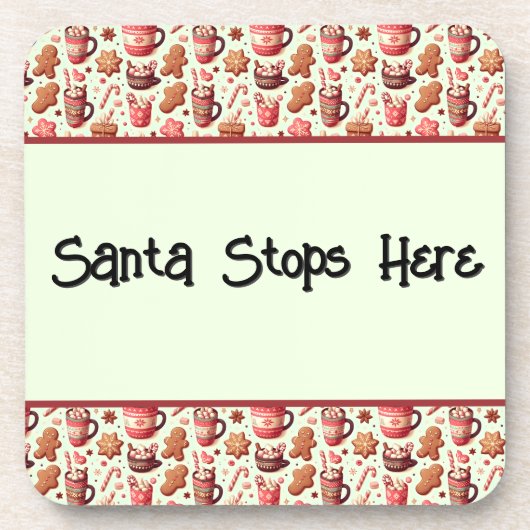 Cozy Christmas Cocoa and Gingerbread Pattern Bier Onderzetter (Voorkant)