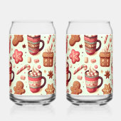 Cozy Christmas Cocoa and Gingerbread Pattern Blikvorm Glas (Links)