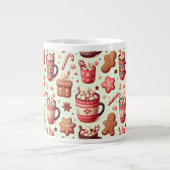 Cozy Christmas Cocoa and Gingerbread Pattern Extra Grote Beker (Voorkant)