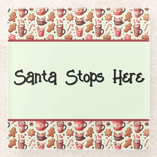 Cozy Christmas Cocoa and Gingerbread Pattern Glazen Onderzetter (Voorkant)