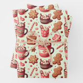 Cozy Christmas Cocoa and Gingerbread Pattern Inpakpapier Vel (In situ)