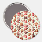 Cozy Christmas Cocoa and Gingerbread Pattern Magneet (Voorkant / Achterkant)