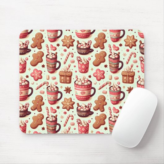 Cozy Christmas Cocoa and Gingerbread Pattern Muismat (Met muis)