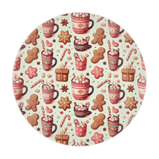Cozy Christmas Cocoa and Gingerbread Pattern Snijplank (Voorkant)