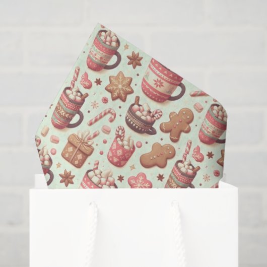 Cozy Christmas Cocoa and Gingerbread Pattern Tissuepapier (Cadeauzakje)
