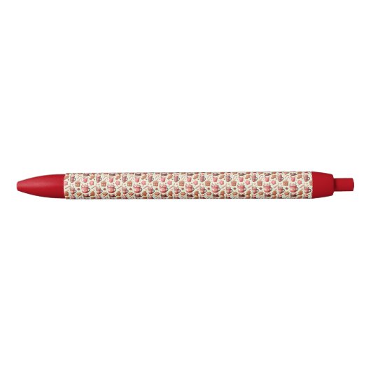 Cozy Christmas Cocoa and Gingerbread Pattern Zwarte Inkt Pen (Voorkant)