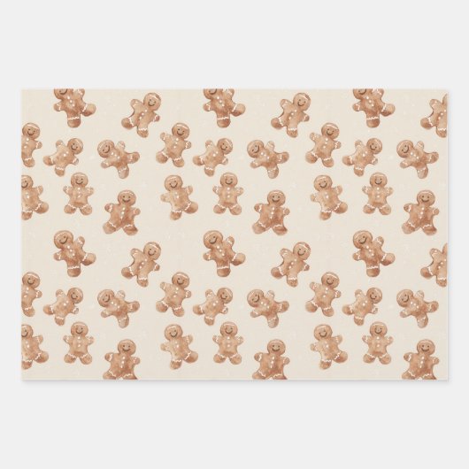 Cozy Christmas Cocoa Plaid Marshmallow Gingerbread Inpakpapier Vel (Voorkant 3)